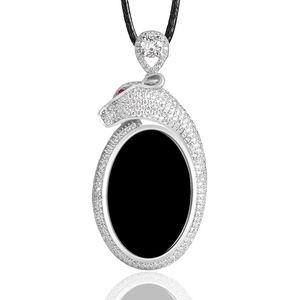 Pendentif en pierre brute de grande taille en jadéite naturelle haut de gamme de qualité A, tête de léopard en jade véritable, jade vert transparent, incrustation en argent S925 - Product Image 5