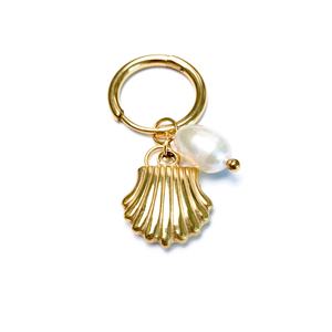 Pendientes de Perlas Naturales de Acero de Titanio para Mujer, Diseño Europeo y Americano, Pendientes de Concha de Acero Inoxidable de 18K para Mujer - Product Image 1