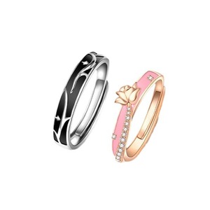 Anillos De Pareja Platinum Plated Thorn and Rose <b>Couple</b> <b>Ring</b> Adjustable Open <b>Couple</b> <b>Rings</b> for Wedding <b>Ring</b> Jewelry - Product Image 1