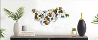 Décoration d'art mural tendance design personnalisé intérieur or blanc 36 pouces décoration murale en métal fleur