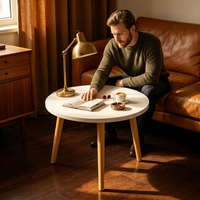 Table basse en bois moderne de luxe, mini table d'appoint pour salon, mobilier portable, design écologique et durable, petite taille