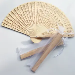 Китайский резной складной деревянный ручной вентилятор для свадьбы