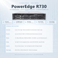 Server Rak 2U PowerEdge R730/R730xd/R630 Bekas yang Direkondisi, Prosesor Ganda, DDR4 ECC, HDD SAS & SATA