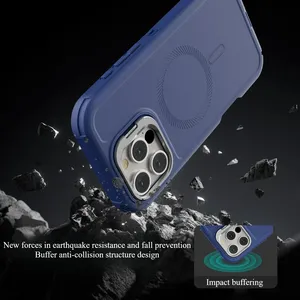 NUEVA Funda Magnética Armor para <span class=keywords><strong>iPhone</strong></span> 16 15 14 Plus <span class=keywords><strong>13</strong></span> 12 11 Pro Max, Soporte Magnético para Lente de Cámara, Carga Inalámbrica - Product Image 4