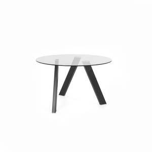 Tavolo fisso in legno massello Louvre Design moderno quadrato e ovale 120cm X 120cm H. 75cm per soggiorno a casa ufficio e cucina - Product Image 1