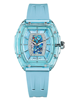 Reloj de Cuarzo Transparente para Mujer, con Esfera de Cristal Incrustado con Mosaico Colorido y Correa de Silicona con Madreperla