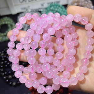 Venta al por mayor precio barato fresa cuarzo 8mm con cuentas de piedras preciosas pulsera de cuarzo rosa para mujer Yoga joyería curativa - Product Image 2