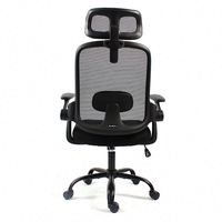 Salle d'attente réglable noir maille exécutive haut dossier patron chaise bureau avec roue