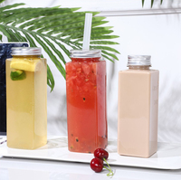 Bouteille de boisson carrée en plastique PET transparente vide Offre Spéciale de 500ml pour jus avec couvercle en aluminium