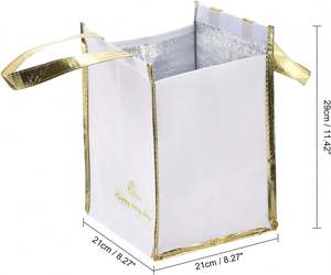 Food Insulated Grocery <b>Bag</b> Restaurant Delivery Thermal Cake Carrying <b>Bags</b> Waterproof Cooler <b>Bag</b> Gold With Handle - Product Image 2