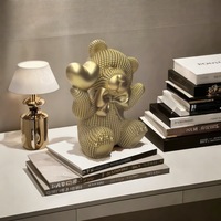 Sculpture en résine d'ours créative en perles, décoration pour salon, armoire à vin, entrée, meuble TV, artisanat de bureau pour nouvelle maison