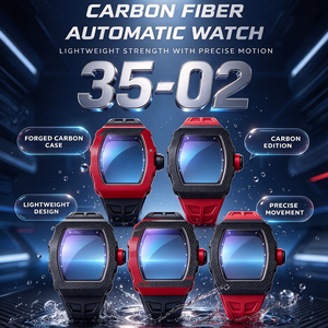Montre Tonneau Rouge Haut de Gamme 3502, Cadran Squelette Complet, Mouvement Mécanique Automatique, Verre Saphir, Montre de Bureau et de Sport - Product Image 1