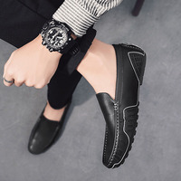 Desain Klasik Sederhana dengan Kulit Asli Premium, Tanpa Tali untuk Kemudahan Pakai dan Lepas, Panel Samping Kain Elastis, Loafer Outdoor