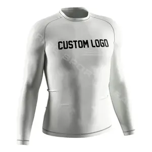 Custom Logo Mannen Vrouwen Lange Mouw Bedrukt Uitslag Vest Surf Sport Rashguard Shirt Top Upf 50 + Rash Guard