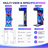 Machine de boxe commerciale Neofuns Boxing Pixel avec écran LED à matrice de points dynamique, notation automatique et effets lumineux d'arcade