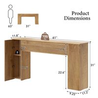Table console longue cannelée de luxe en bois, table de canapé rectangulaire, table étroite pour l'entrée, meuble d'entrée pour salon