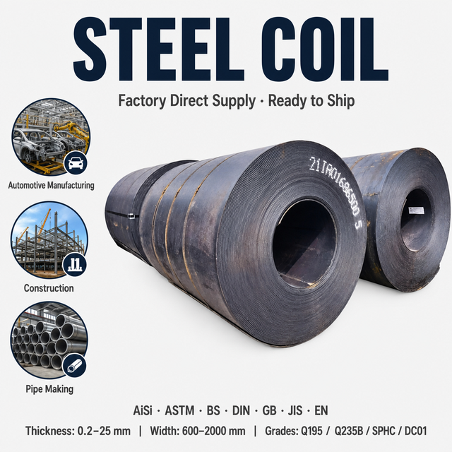 Factory Price Hot Rolled Steel Coil Q235B Hot Rolled Carbon Steel Coil HRC SS400 S235JR S355JR SAE1006 1.0-16mm 600-2000mm 6m