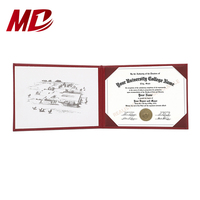 Cubierta de carpeta de certificado A4 de cuero de grano Titular de diploma de graduación con impresión de página Moire