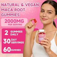 Gummies de Maca Saveur Fraise pour l'Énergie, l'Endurance, l'Humeur et l'Équilibre Hormonal – Complément de Bien-être Hormonal pour Adultes – 60 Unités – Cheveux