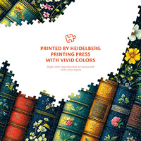 Puzzle personnalisé 1000 pièces, motif fleurs sauvages vintage, avec cartes grises miniatures, Heidelberg, lignes de découpe, zonage de lettres au dos, plastification brillante