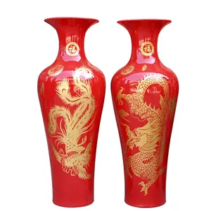 Supplier Red Large Vase Decor Tall Floor Vase for Wedding Decor Chinese Porcelain Christmas Modern Traditional 1 PCS Big Large