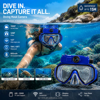 Lunettes de plongée avec caméra pour capturer des vidéos sous-marines, activités aquatiques estivales en mer