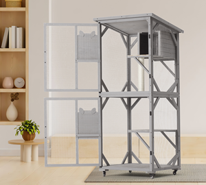 [مخزون الولايات المتحدة جاهز] حاوية خارجية مع شباك 71 بوصة & <span class=keywords><strong>Condos</strong></span> على عجلات صندوق قطط - Product Image 2