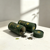 Emballage personnalisé écologique en tube de carton cylindrique imprimé or pour thé en vrac – Boîte de thé premium