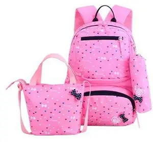 Pink Polyester Material Girl Children's School Bag 3PCS/SET School Backpack Kids School Bag Unisex Youth Backpacks 1pc/poly Bag