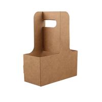 Boîte personnalisée biodégradable pliable en carton kraft découpé avec poignée, pour 2 à 4 tasses, en carton ondulé, impression feuille d'or, pour café, thé, jus, cadeaux