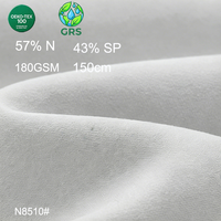 Tissu jersey tricoté en trame brossée certifié GRS OEKO-TEX 100, 57 % nylon recyclé, 43 % élasthanne, 180 g/m², 150 cm, pour sous-vêtements