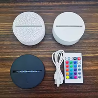 Lampe de nuit LED à 7 couleurs changeantes, forme ronde 3D, support avec capteur tactile et télécommande, base colorée pour Noël, cadeau pour enfants