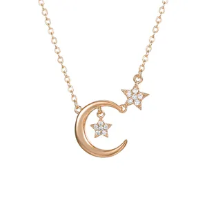 YMnecklace-01228 Xuping Schmuck Mode Gold Halsketten Rose vergoldet Stern Mond geformte Halsketten für Frauen