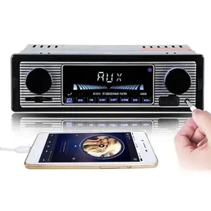 Kablosuz araç radyo 1 din Bluetooth Retro MP3 multimedya oynatıcı AUX USB FM uzaktan kumanda ile Vintage Stereo ses çalar oyna