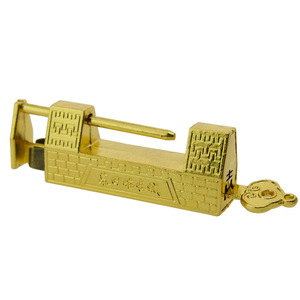 Cadenas antique style Grande Muraille, 48 mm de longueur, cadenas horizontal en cuivre, design chinois ancien - Product Image 2