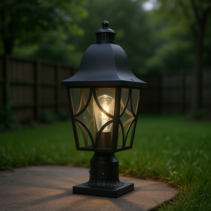Luminaire de jardin extérieur en aluminium IP44 avec abat-jour en verre, lumière blanc chaud 2700K pour éclairage de chemin, terrasse et patio - Product Image 2