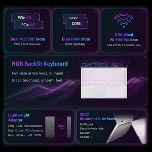 Ordinateur portable de jeu de haute qualité, tout neuf, modèle Firebat Huan 16 Pro avec processeur I7 13700HX, carte graphique RTX 5060 8G, processeur I7 13700HS, ordinateur portable de jeu - Product Image 4