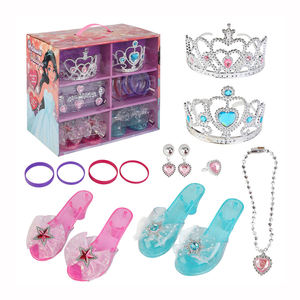 Kit de jeu de rôle pour filles, bijoux en plastique, couronne, collier, bracelet, bague, boucles d'oreilles, chaussures, ensemble de déguisement de princesse pour enfants - Product Image 1