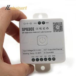 Spi rgbic 600 Pixels + PWM CCT 2CH LED dải linh hoạt điều khiển ánh sáng DC5-24V 12A thông minh Bluetooth âm nhạc Dimmer sp63ce RF từ xa - Product Image 2