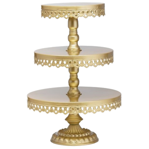 Exhibidor de Postres de Tres Niveles con Tapa Redonda, Accesorio para Mesa, Soporte de Metal para Tartas para Bodas, Fiestas y Celebraciones - Product Image 2