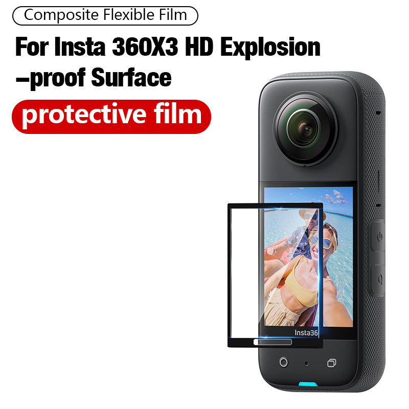 For Insta360 X3 Accessories 9H Hardness Curved Surface Tempered Glass Film Screen Protector