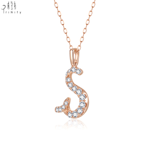 มาใหม่สไตล์เรียบง่ายตัวอักษรเพชรธรรมชาติแท้ 18 กะรัตสร้อยคอทอง Letter S จี้สร้อยคอเครื่องประดับสําหรับสุภาพสตรี - Product Image 3