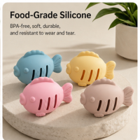 Jouet à mâcher en silicone de qualité alimentaire CWM en forme de poisson pour chat, durable pour le nettoyage dentaire et le soulagement de l'ennui