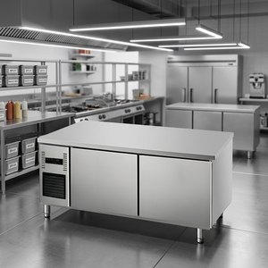 Refrigerador Reforzado de 2 Puertas para Encimera, Refrigerador Robusto para Debajo del Mostrador, para Cocina Móvil, Camión de Comida - Product Image 1