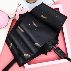 Parapluie pliant à ouverture manuelle, double usage soleil et pluie, revêtement UV noir, logo personnalisé pour cadeau promotionnel d'entreprise - Product Image 1