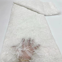 Tissu en tulle lourd de haute qualité, multicolore, noble, élégant et luxueux, avec dentelle, sequins et perles florales pour vêtements de mariage 2026