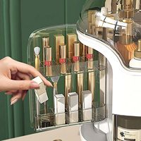 Organisateur de maquillage de table multifonctionnel rotatif transparent de luxe portable, boîte de rangement pour cosmétiques