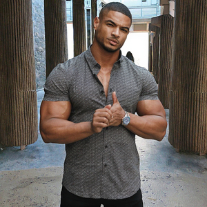 Camisetas de Trabajo de Manga Corta de Punto para Hombre, con Cuello Alto, Antiarrugas, Transpirables, Uniformes Personalizados al por Mayor - Product Image 3