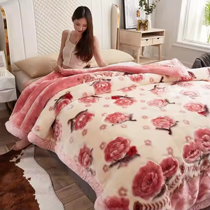 Couverture en flanelle Raschel florale double couche, épaisse et douce, design de luxe, en gros – Taille King/Queen pour la maison/l'hôtel - Product Image 5