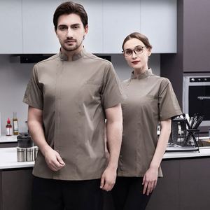 Vêtements unisexes de haute qualité anti-boulochage pour la cuisine, la restauration rapide, uniformes de serveurs, uniforme de chef avec fermeture éclair cachée - Product Image 3